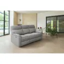 LUK SOFA 3 SEATS 2 ELECTRIC RELAX FOLDING TABLE TAP. GRAY